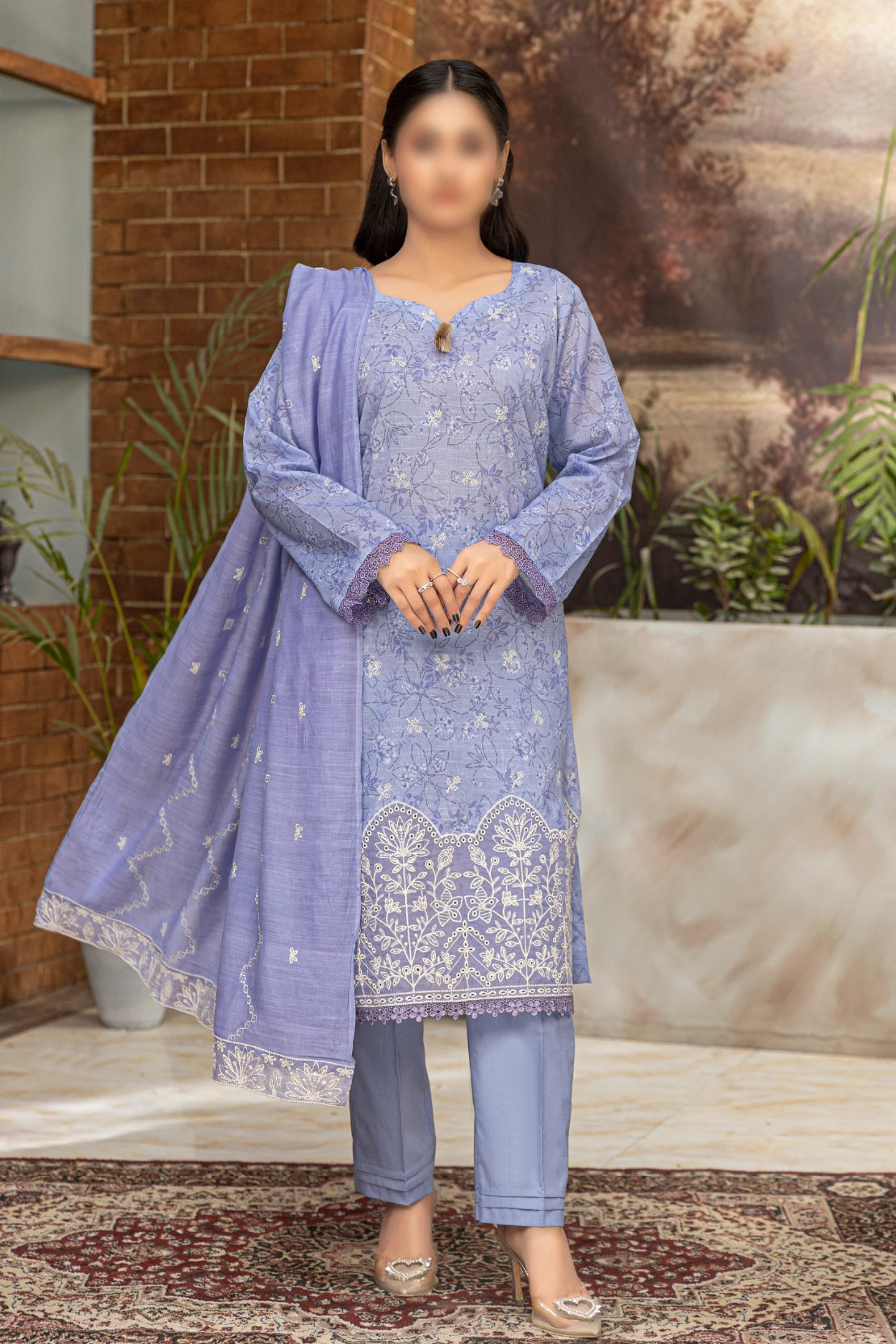 3 Piece - Embroidered Lawn - Aleen 103