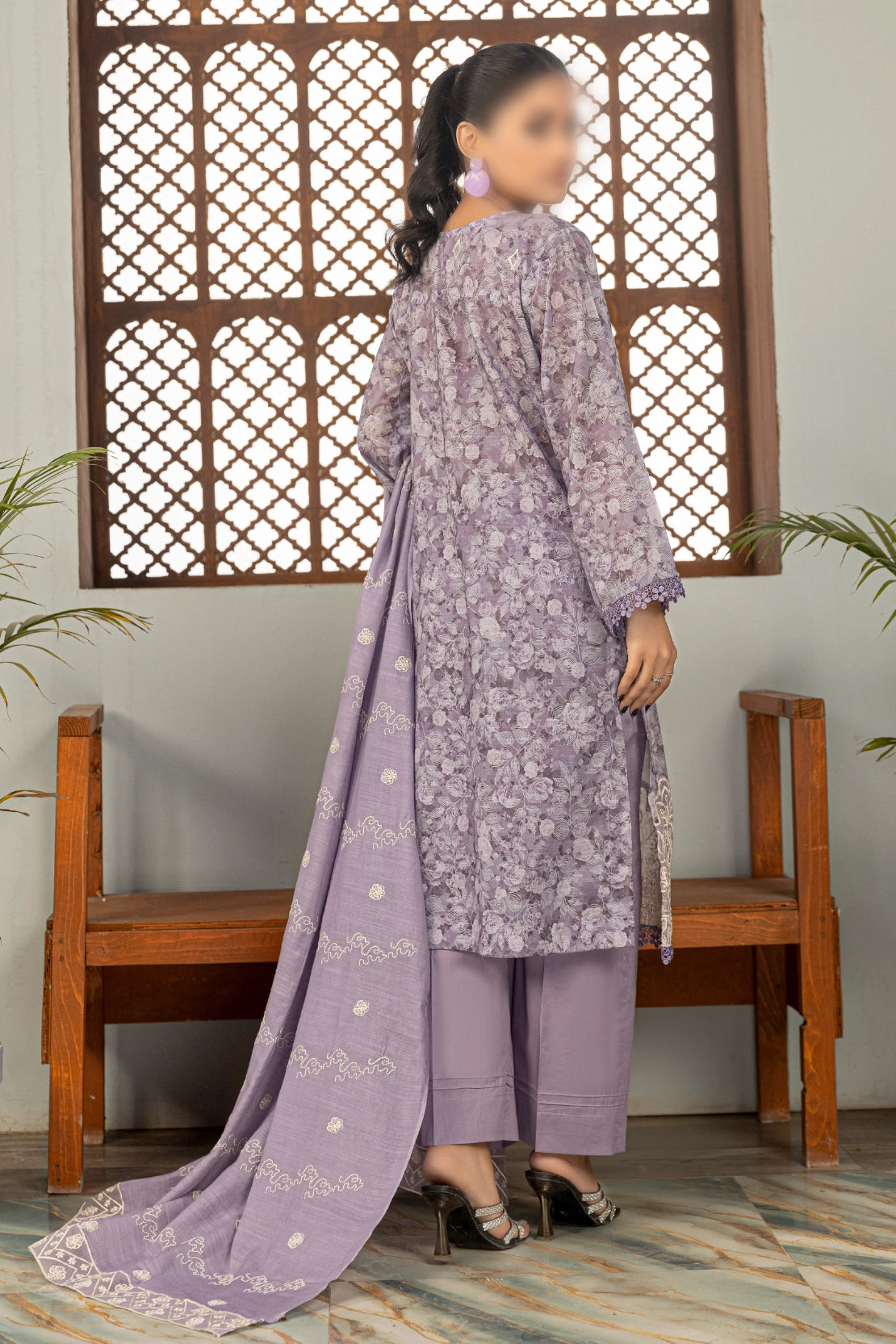 3 Piece - Embroidered Lawn - Aleen 107