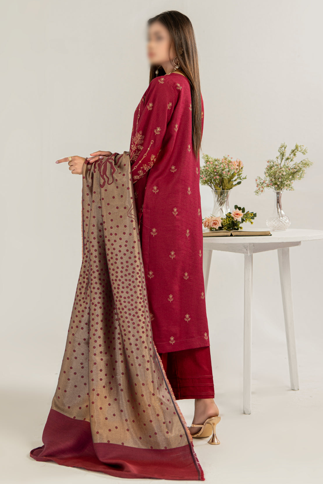 3 Piece - Embroidered Dhanak Karandi - Anchal 204