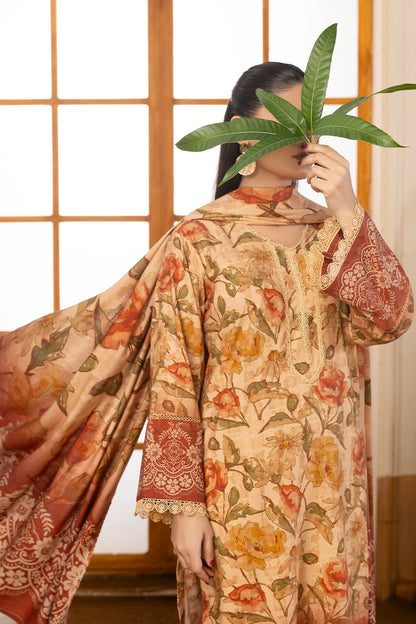 3 Piece - Digitally Printed Linen Slub - WD401