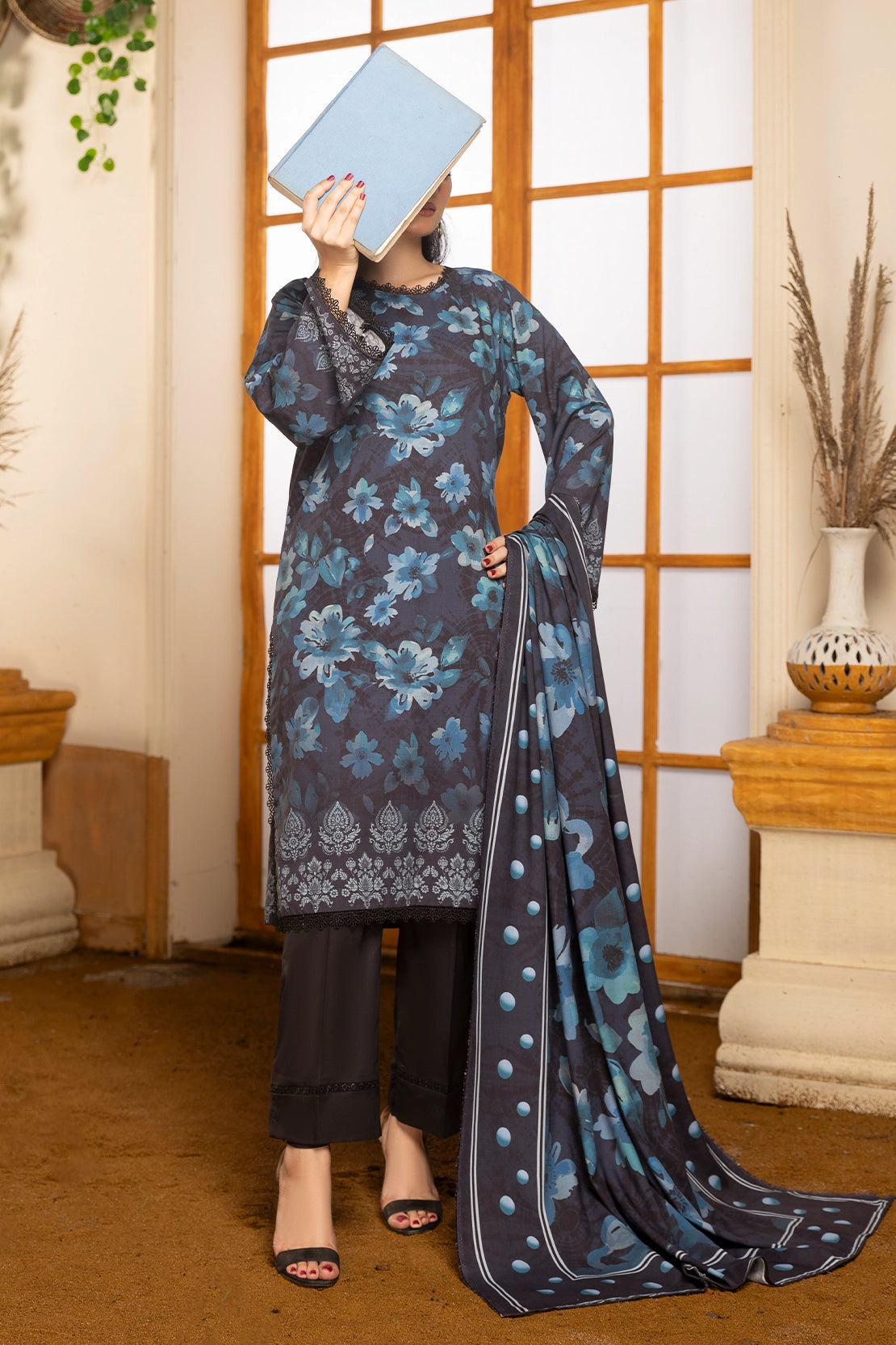 3 Piece - Digitally Printed Linen Slub - WD410