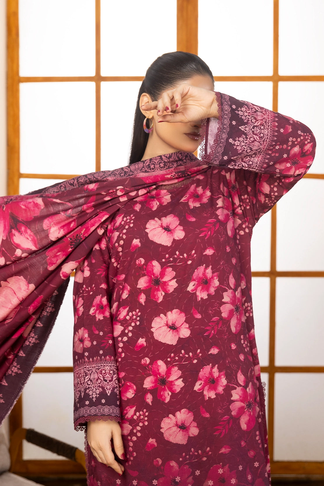3 Piece - Digitally Printed Linen Slub - WD402