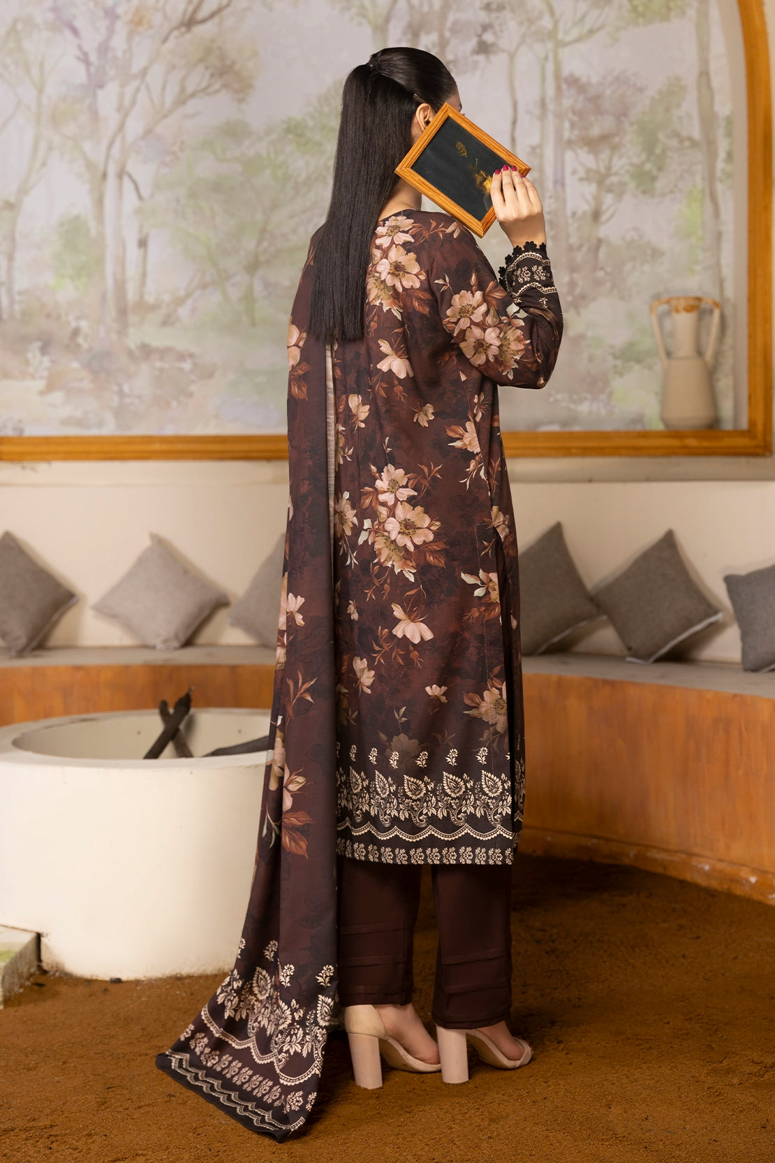 3 Piece - Digitally Printed Linen Slub - WD405
