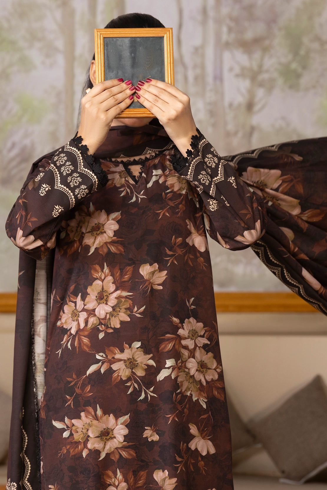 3 Piece - Digitally Printed Linen Slub - WD405