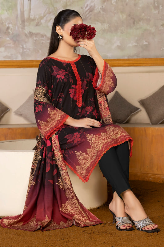 3 Piece - Digitally Printed Linen Slub - WD407