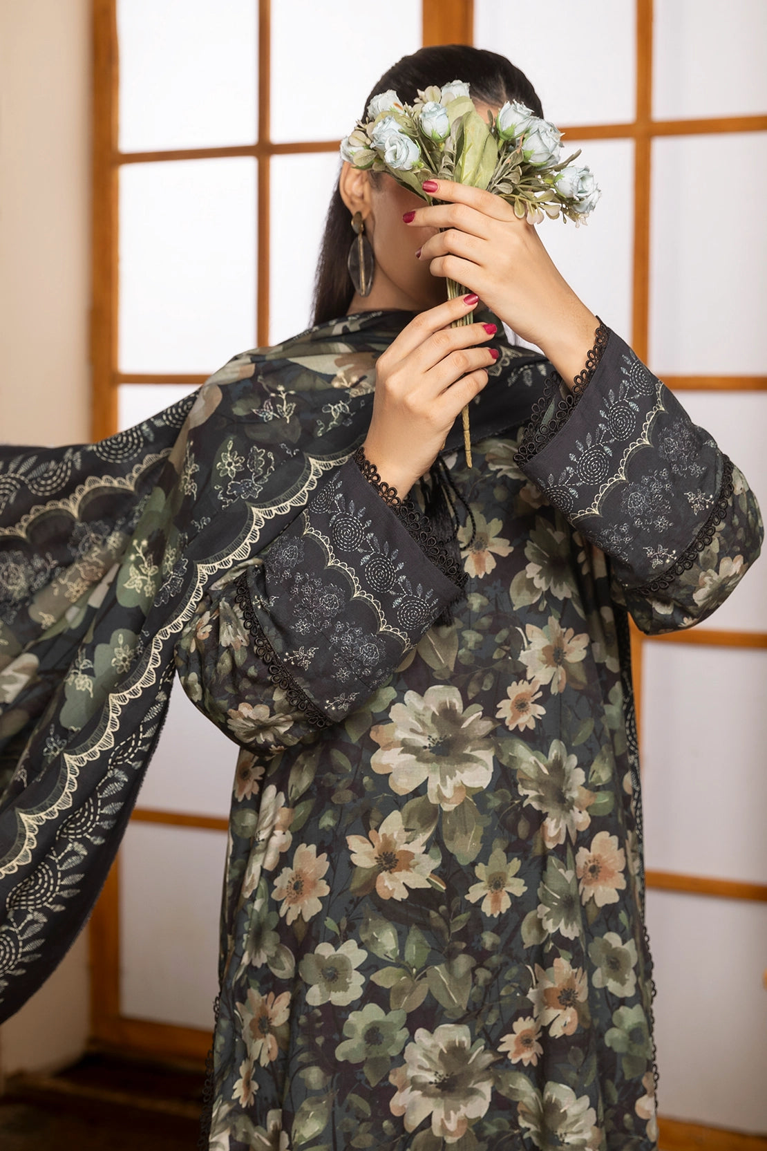 3 Piece - Digitally Printed Linen Slub - WD409