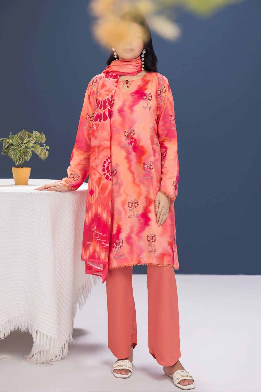 3 Piece - Embroidered Viscose - WD1106