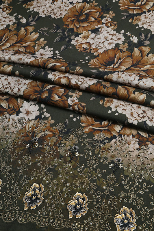 3 Piece - Embroidered Doriya Linen - WD1611