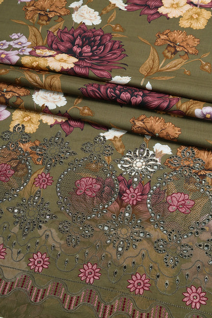3 Piece - Embroidered Doriya Linen - WD1612