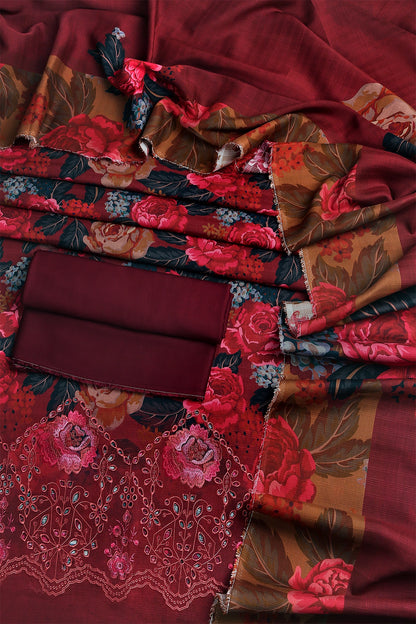 3 Piece - Embroidered Doriya Linen - WD1615