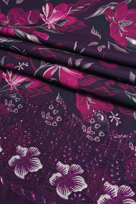 3 Piece - Embroidered Doriya Linen - WD1601