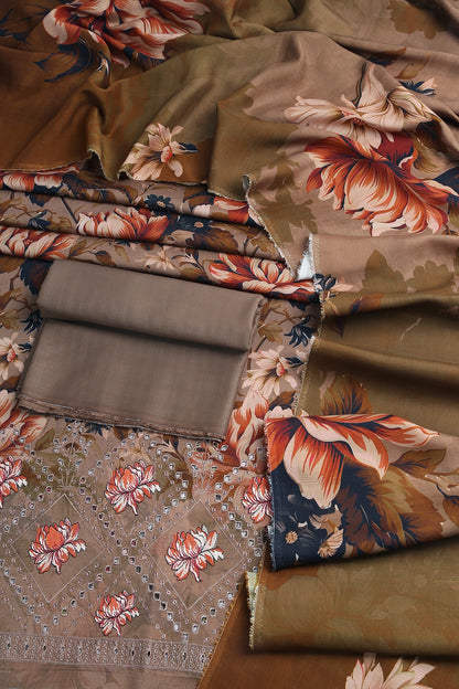 3 Piece - Embroidered Doriya Linen - WD1610