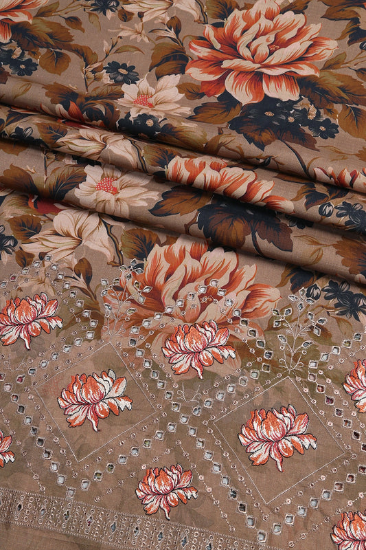 3 Piece - Embroidered Doriya Linen - WD1610