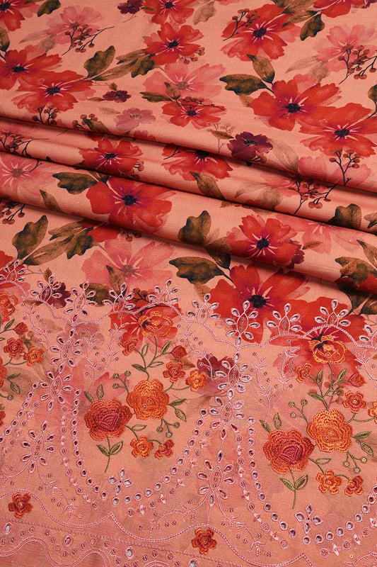 3 Piece - Embroidered Doriya Linen - WD1603