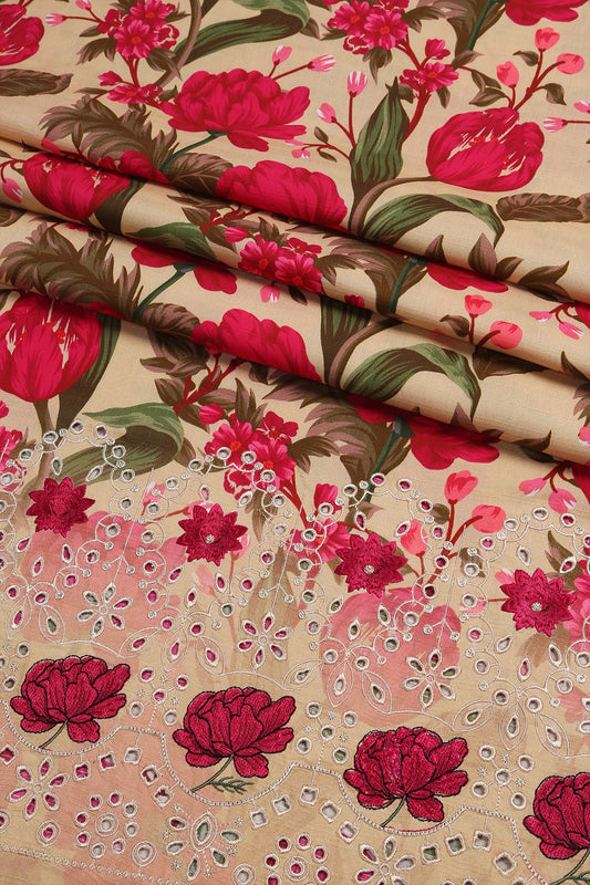 3 Piece - Embroidered Doriya Linen - WD1606