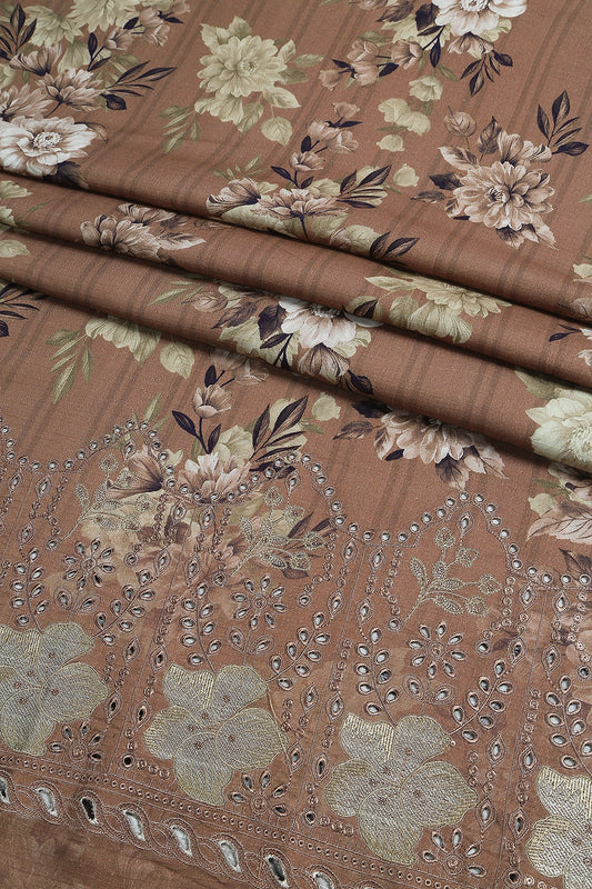 3 Piece - Embroidered Doriya Linen - WD1607