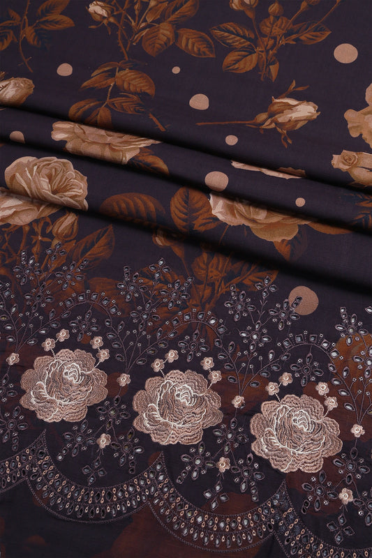 3 Piece - Embroidered Doriya Linen - WD1608