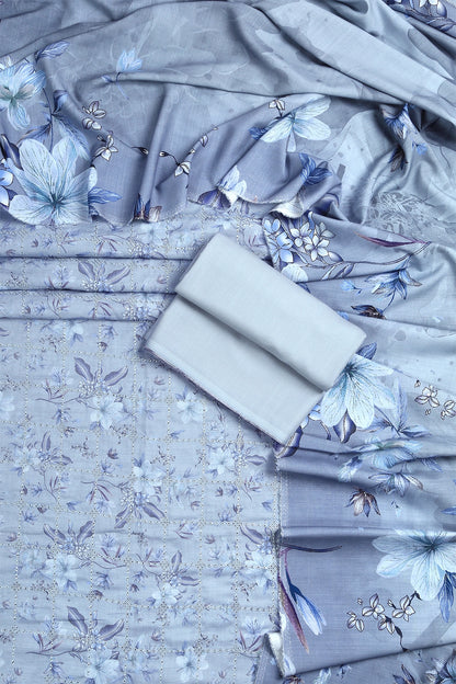 3 Piece - Embroidered Linen Slub - WD1801