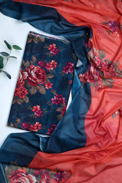 3 Piece - Digitally Printed Doriya Lawn - D1807