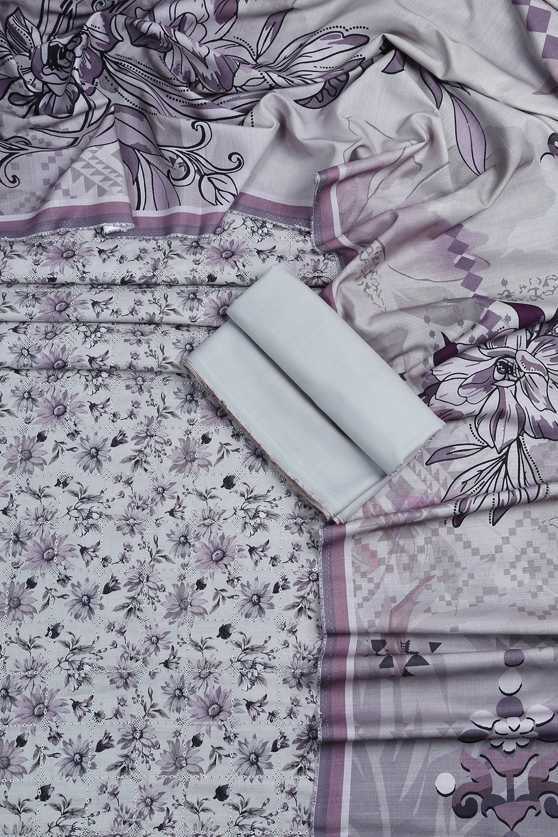 3 Piece - Embroidered Linen Slub - WD1804