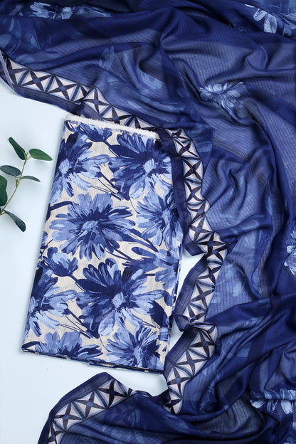 3 Piece - Digitally Printed Doriya Lawn - D1808