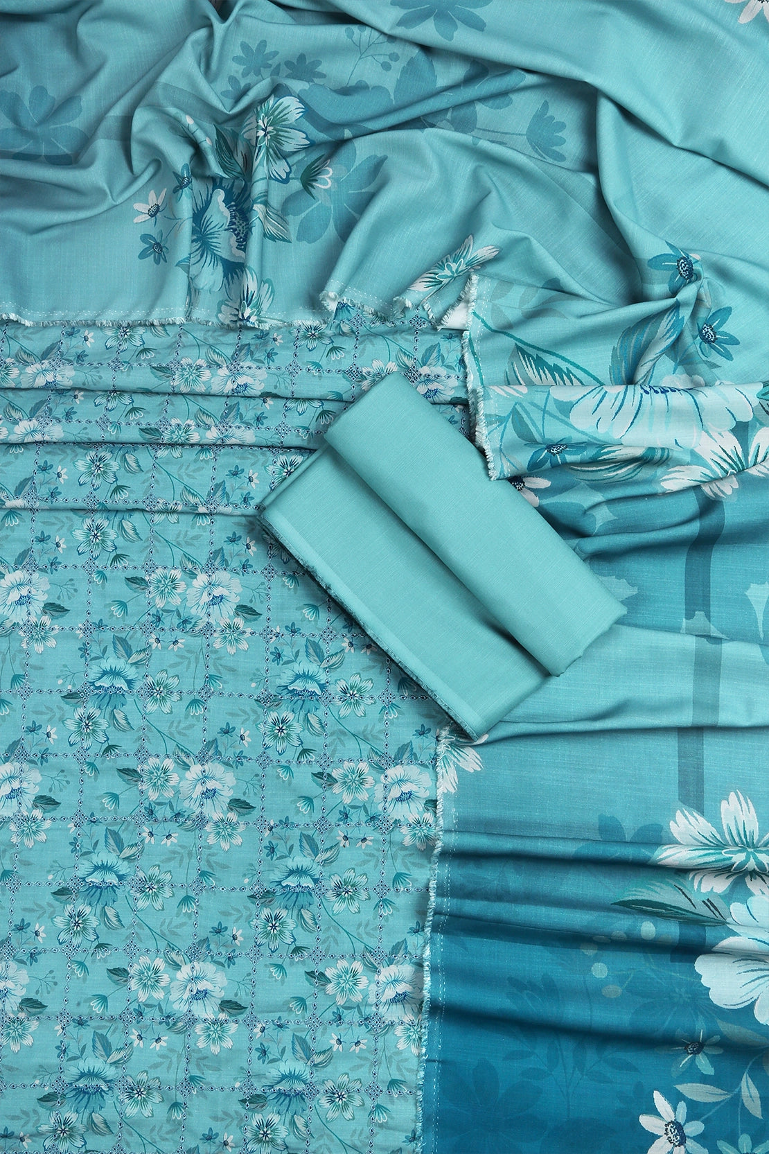 3 Piece - Embroidered Linen Slub - WD1807