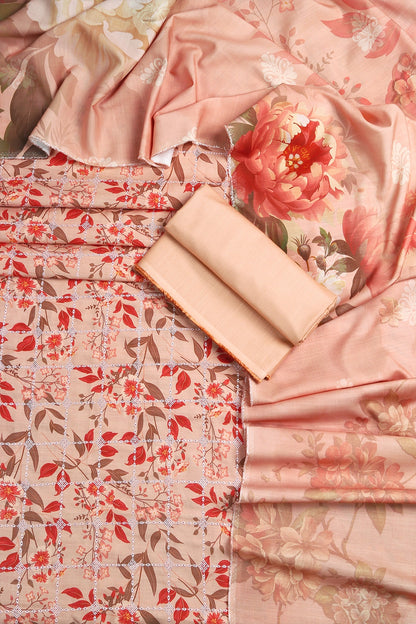 3 Piece - Embroidered Linen Slub - WD1808