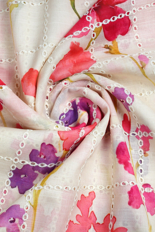 2 Piece - Embroidered Slub Lawn - F4 - D2403