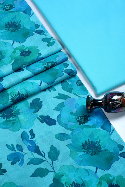 2 Piece - Digitally Printed Slub Lawn - D3910