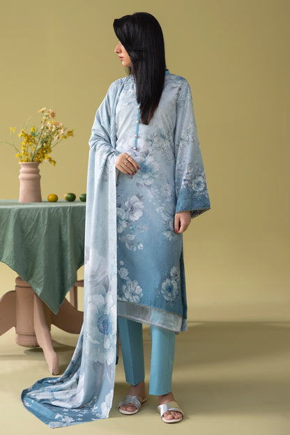 3 Piece - Digitally Printed Silk Karandi - WD801