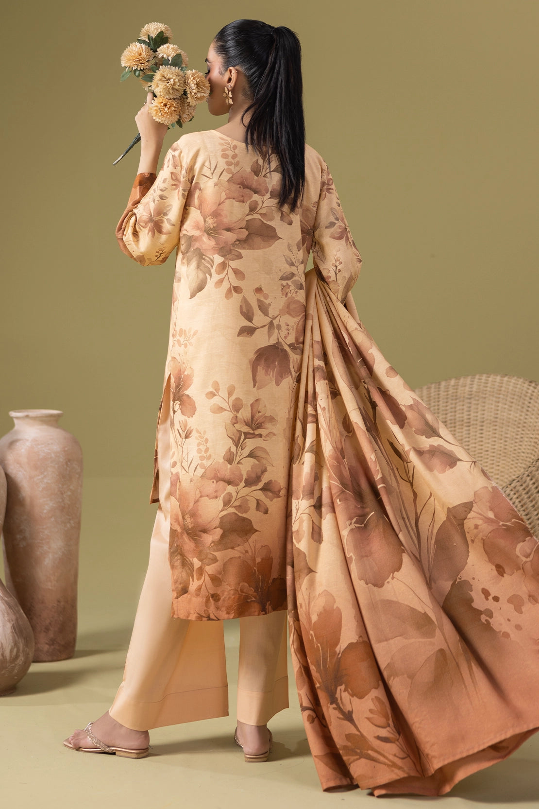 3 Piece - Digitally Printed Silk Karandi - WD810
