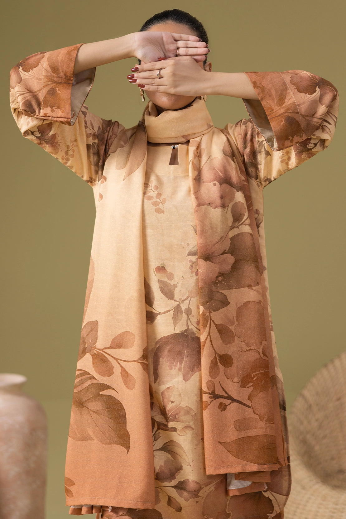3 Piece - Digitally Printed Silk Karandi - WD810