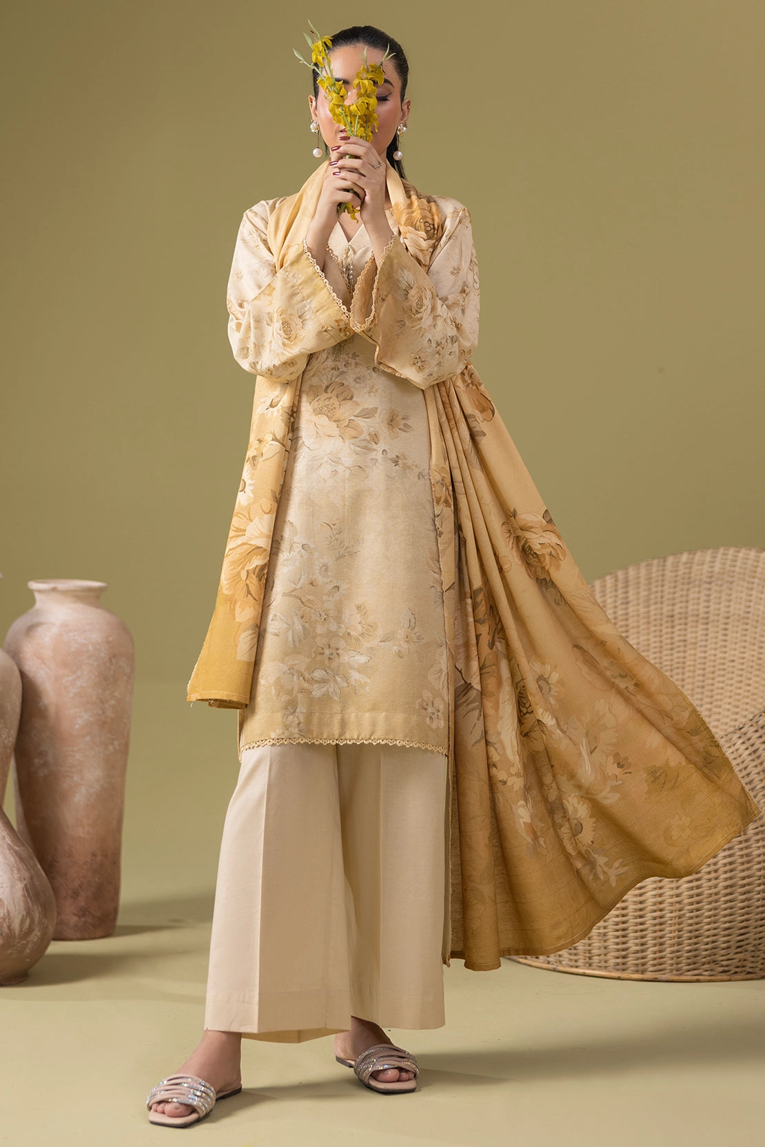 3 Piece - Digitally Printed Silk Karandi - WD811