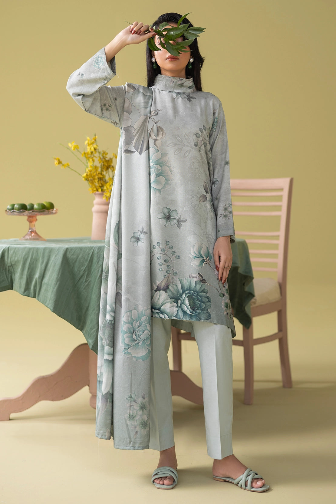 3 Piece - Digitally Printed Silk Karandi - WD803