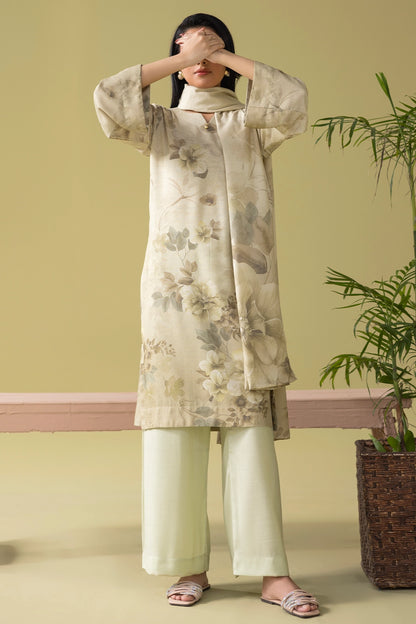 3 Piece - Digitally Printed Silk Karandi - WD804