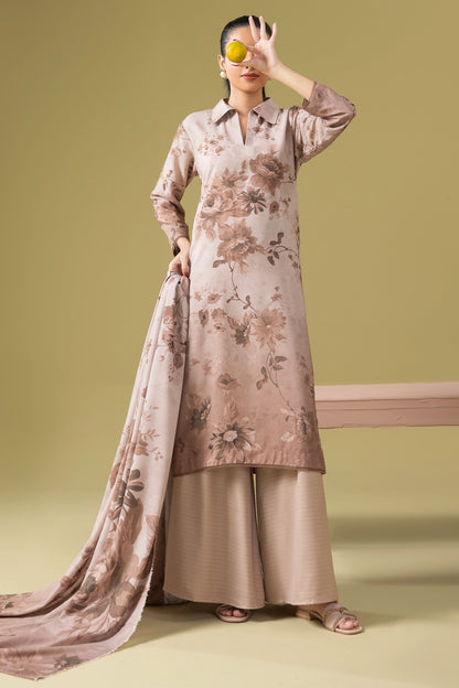 3 Piece - Digitally Printed Silk Karandi - WD806