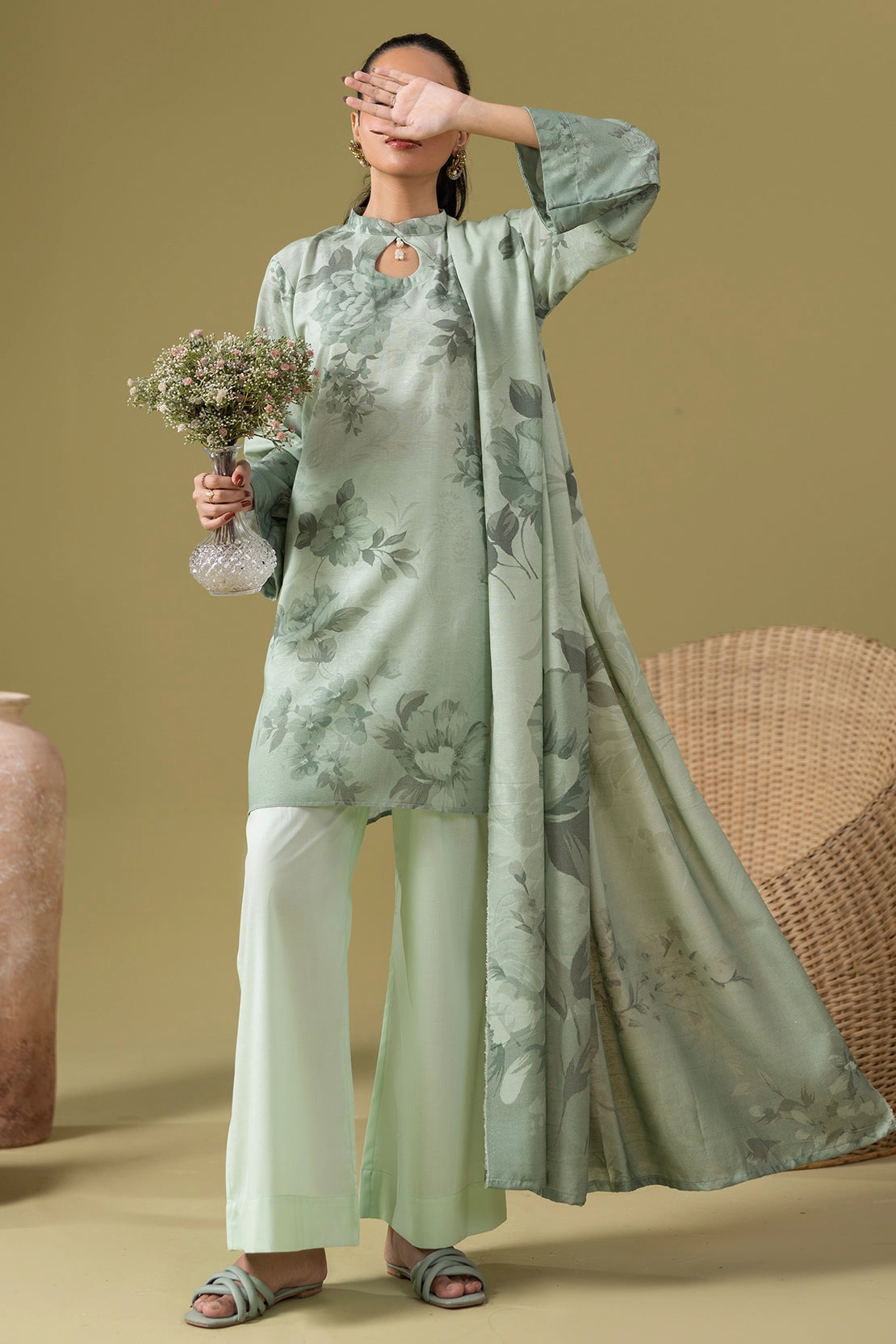 3 Piece - Digitally Printed Silk Karandi - WD808