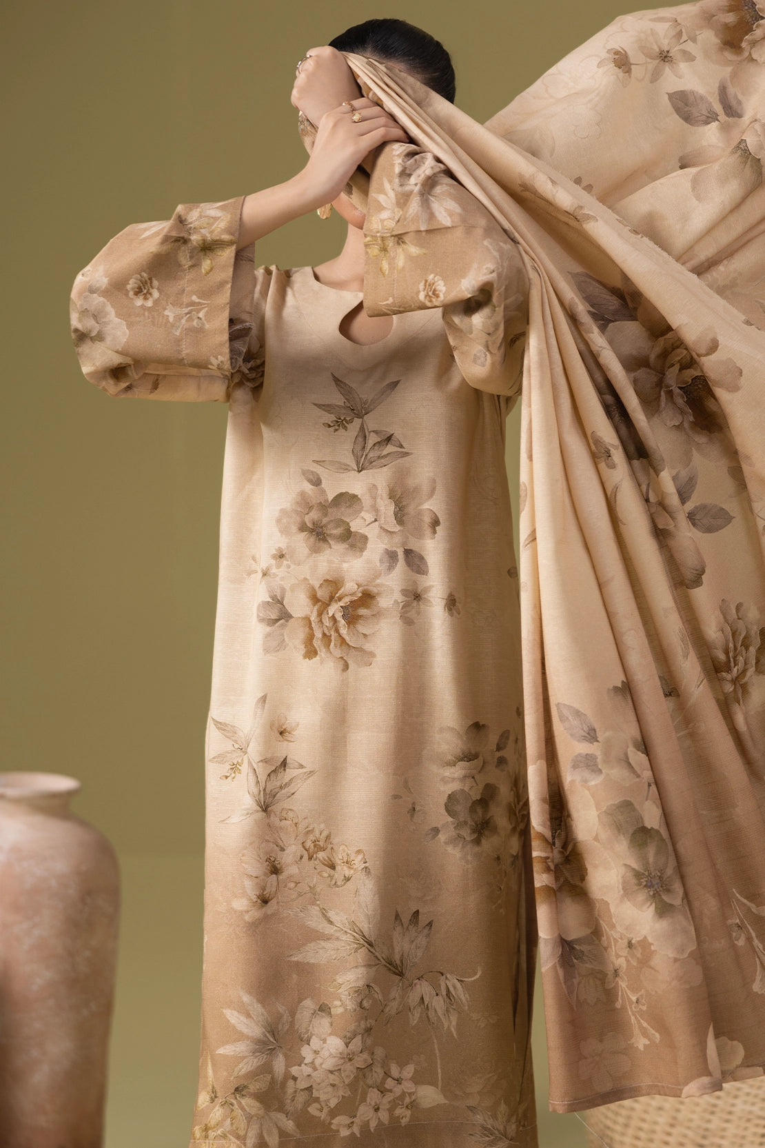 3 Piece - Digitally Printed Silk Karandi - WD809