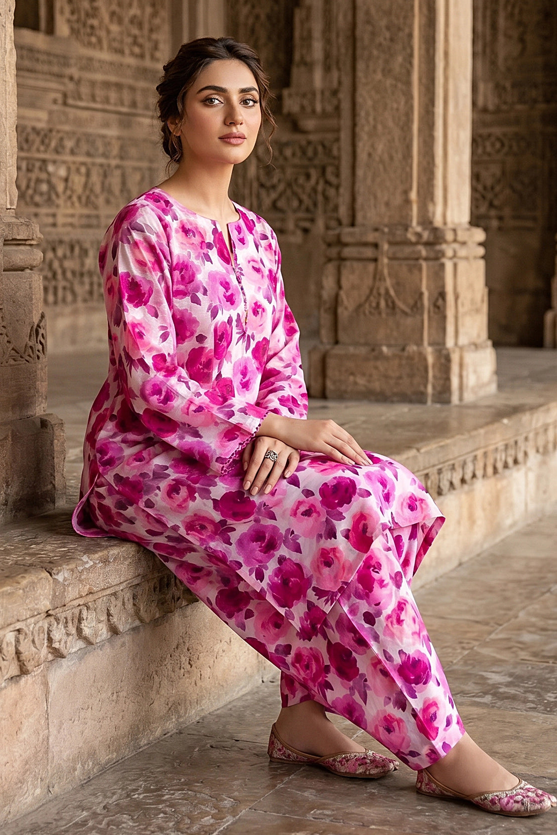 2 Piece - Digitally Printed Doriya Lawn - D4704