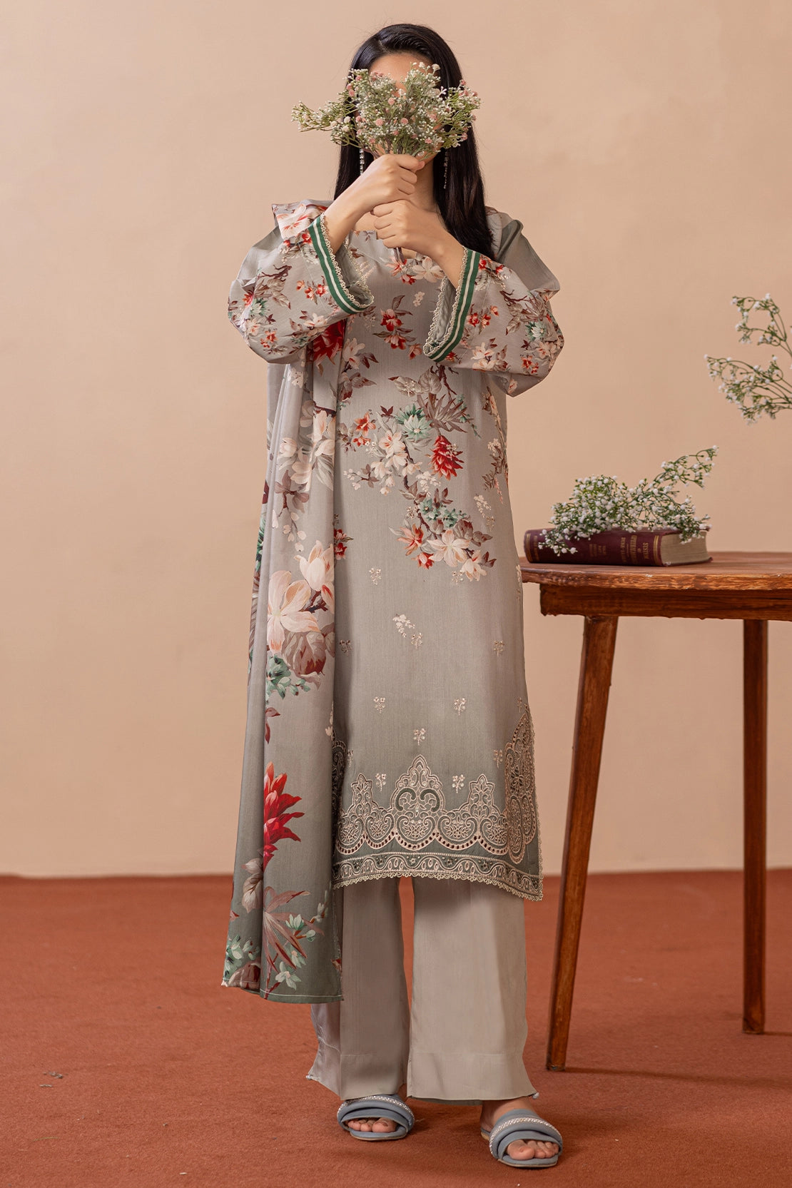 3 Piece - Embroidered Viscose - WD1401