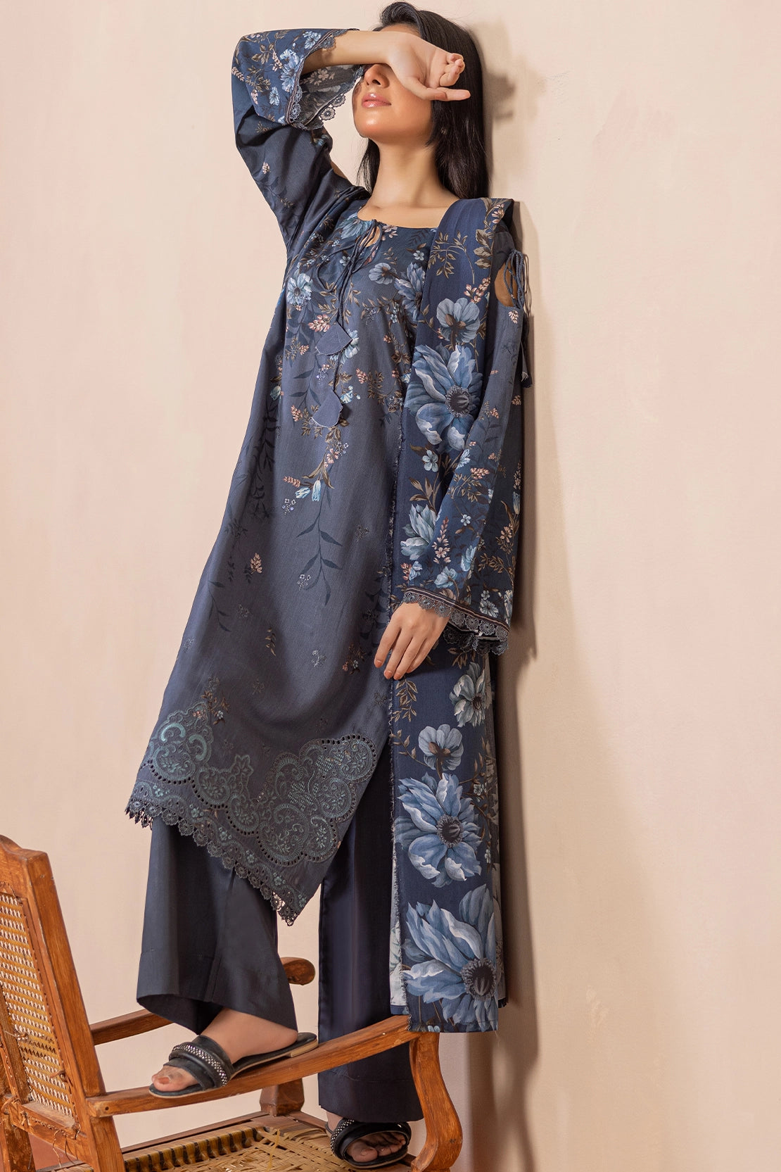 3 Piece - Embroidered Viscose - WD1405