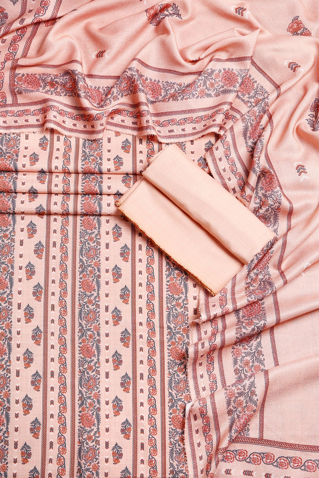 3 Piece - Digitally Printed Cherry Slub Dhanak - WD1901