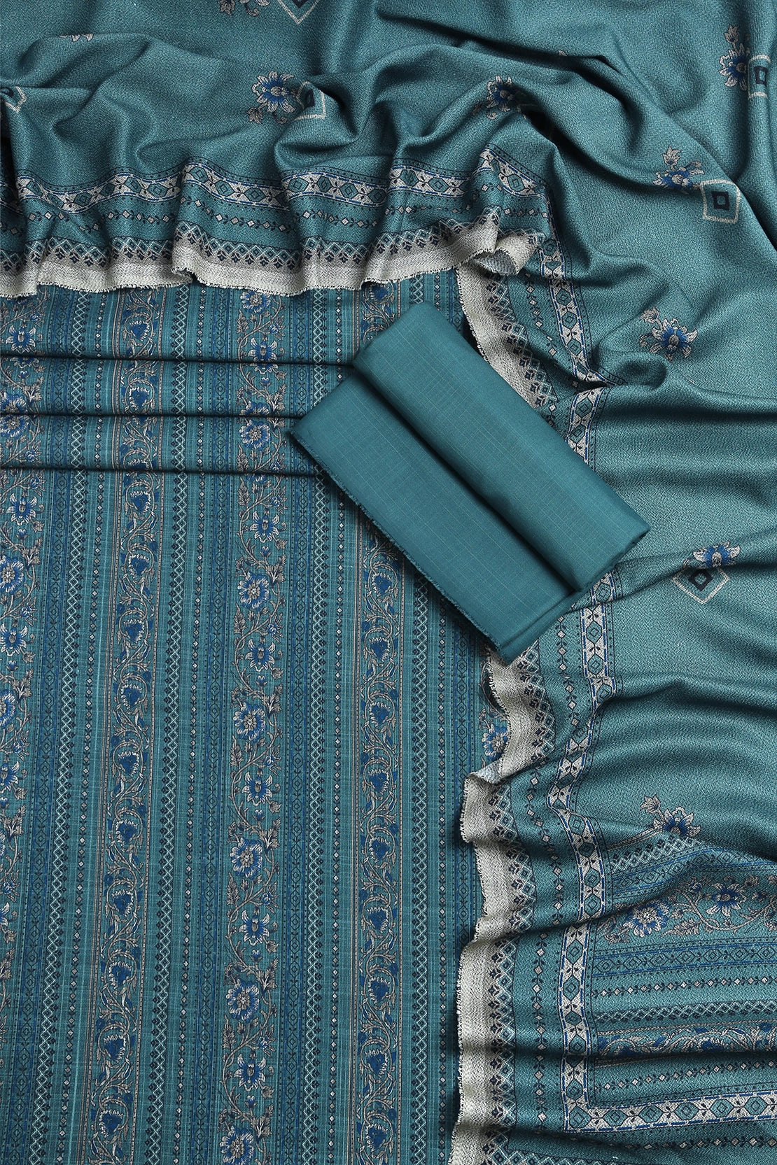 3 Piece - Digitally Printed Cherry Slub Dhanak - WD1905