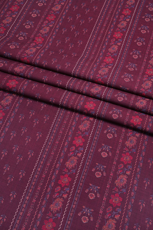 3 Piece - Digitally Printed Cherry Slub Dhanak - WD1906