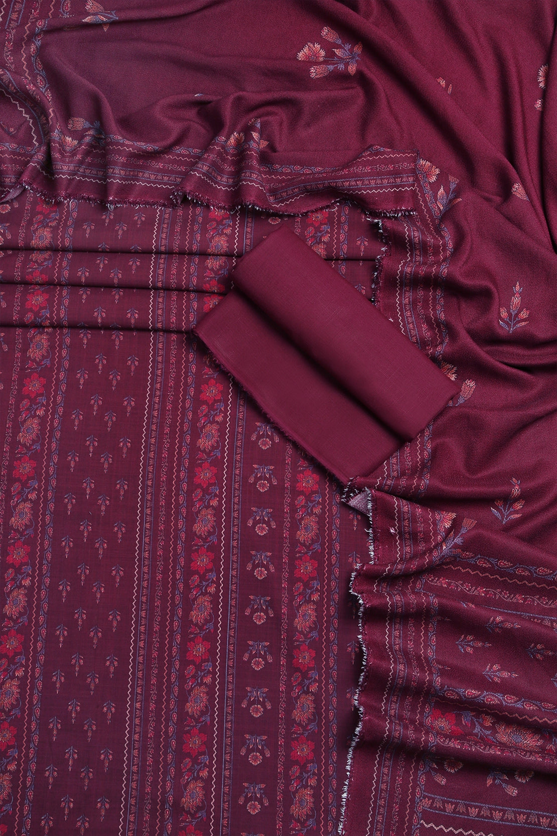 3 Piece - Digitally Printed Cherry Slub Dhanak - WD1906