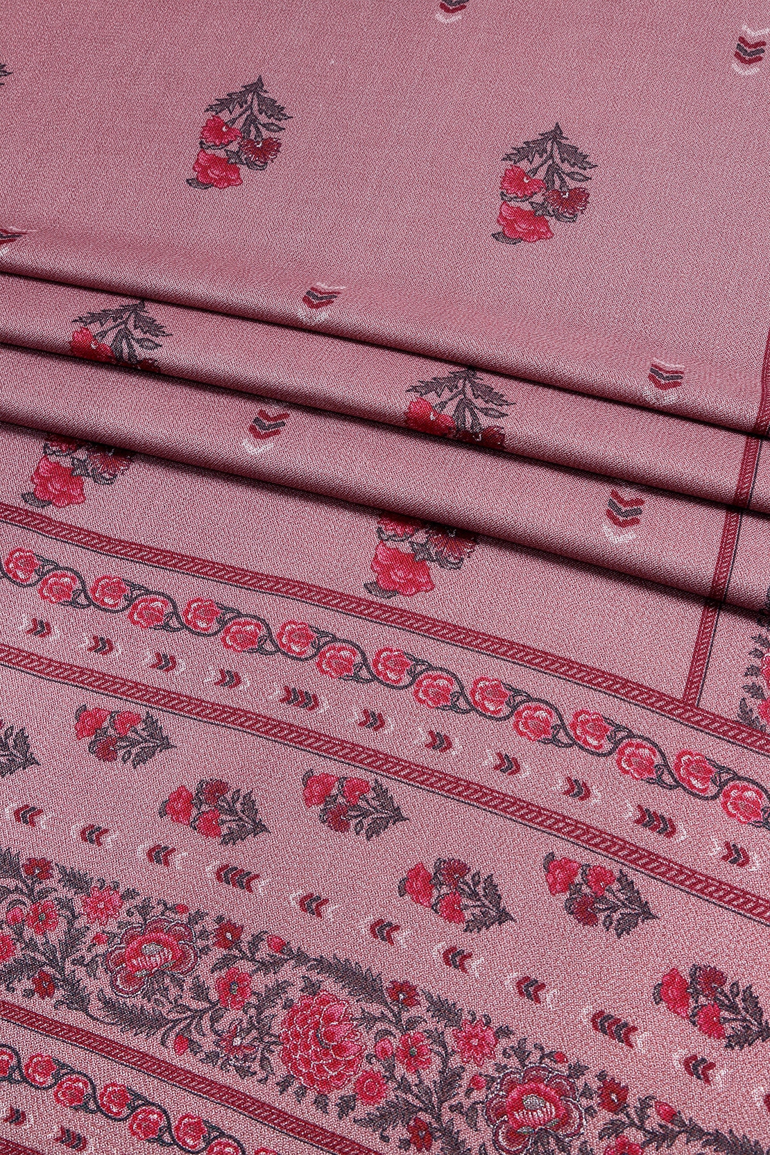 3 Piece - Digitally Printed Cherry Slub Dhanak - WD1909