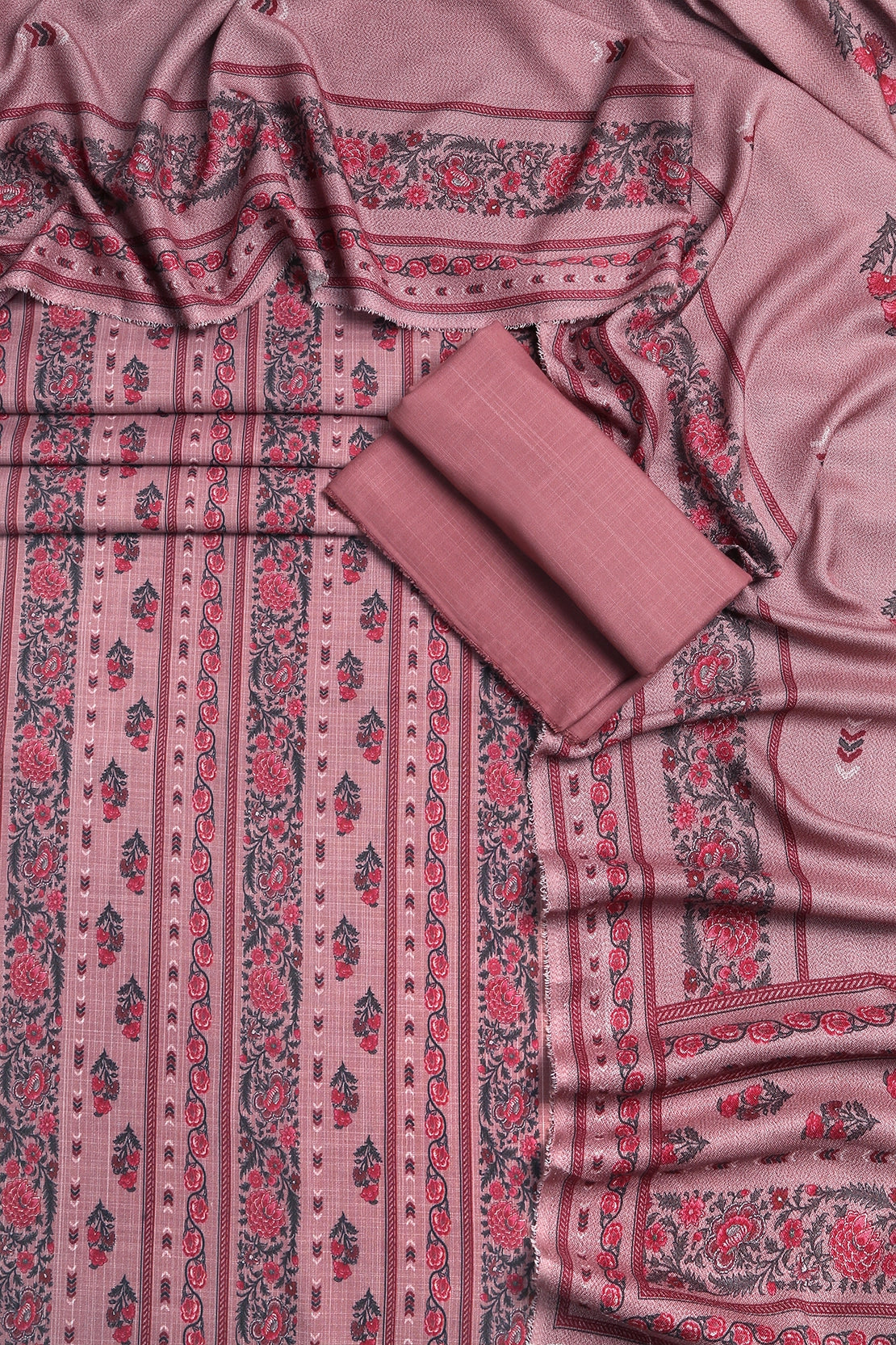 3 Piece - Digitally Printed Cherry Slub Dhanak - WD1909