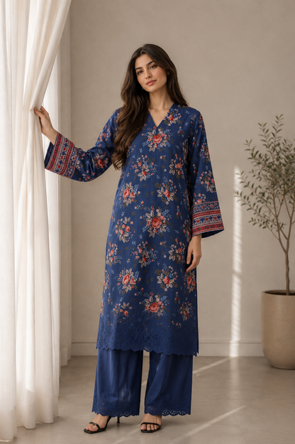 2 Piece - Embroidered Lawn - Fantak 174