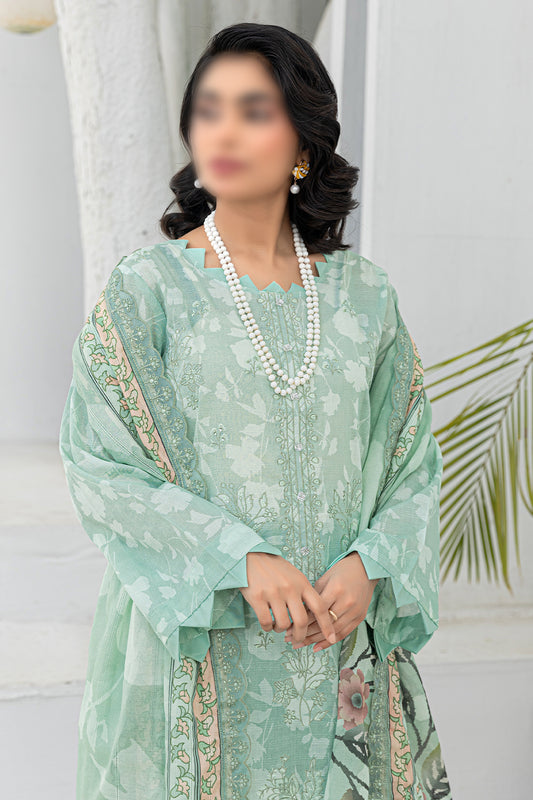 3 Piece - Embroidered Lawn - Afrozeh 201