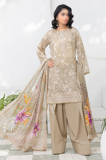 3 Piece - Embroidered Lawn - Afrozeh 205